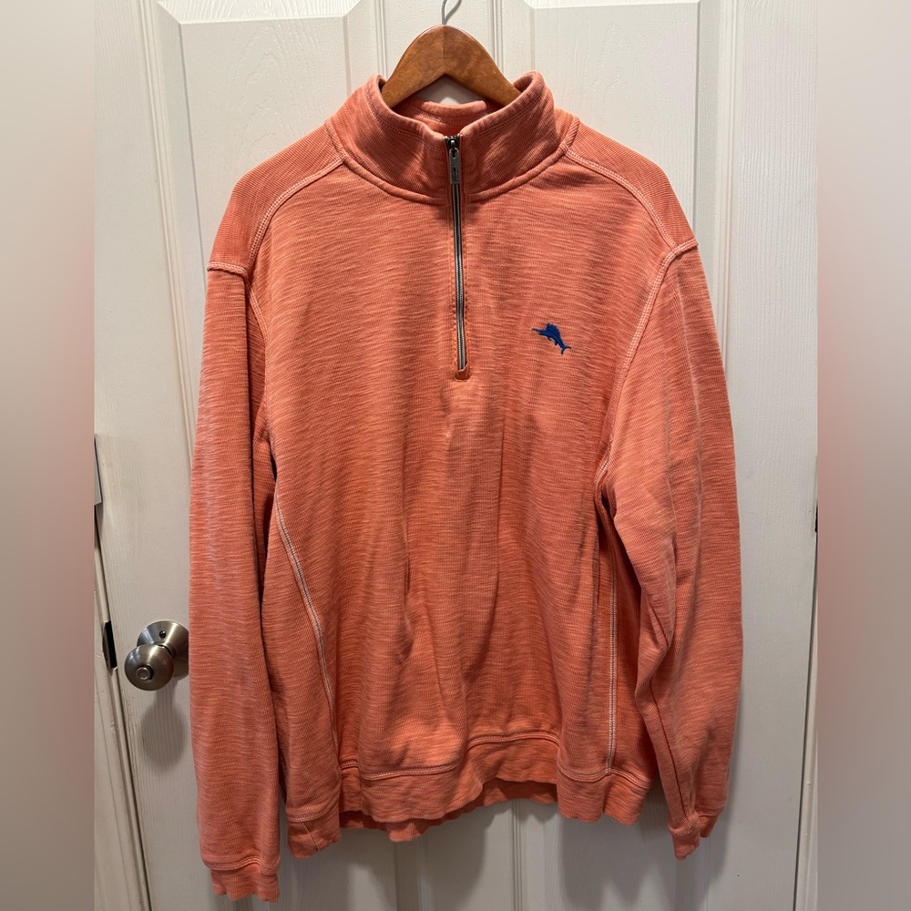 Tommy Bahama Men's Orange  Half-Zip Pullover Sweater